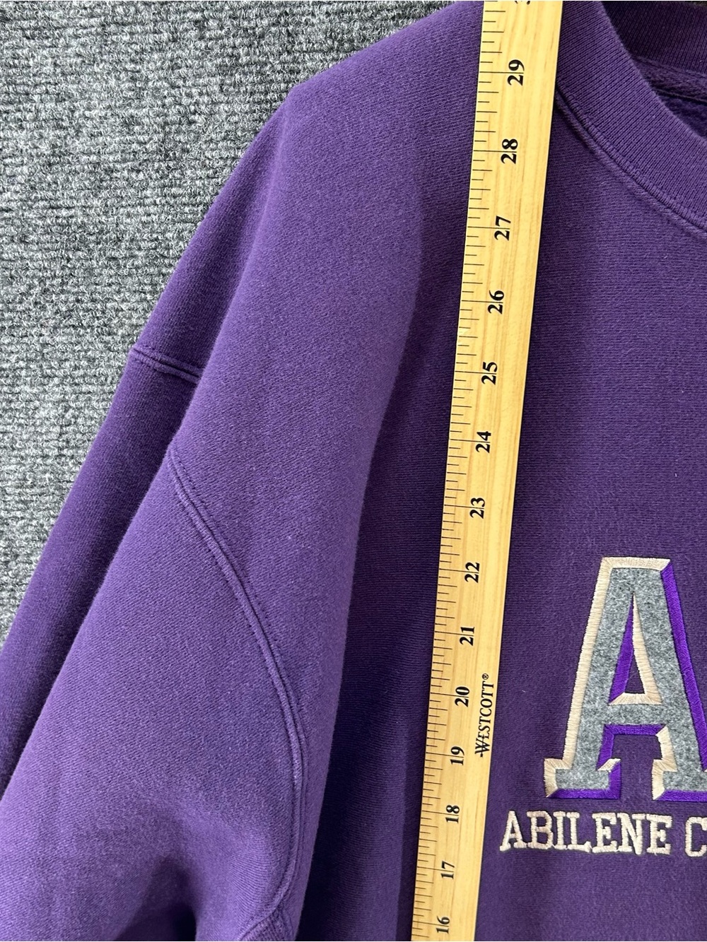 Vtg ACU Abilene Christian Univ Purple Crewneck Sweatshirt XL Pro Weave MV Sport - Picture 8 of 11